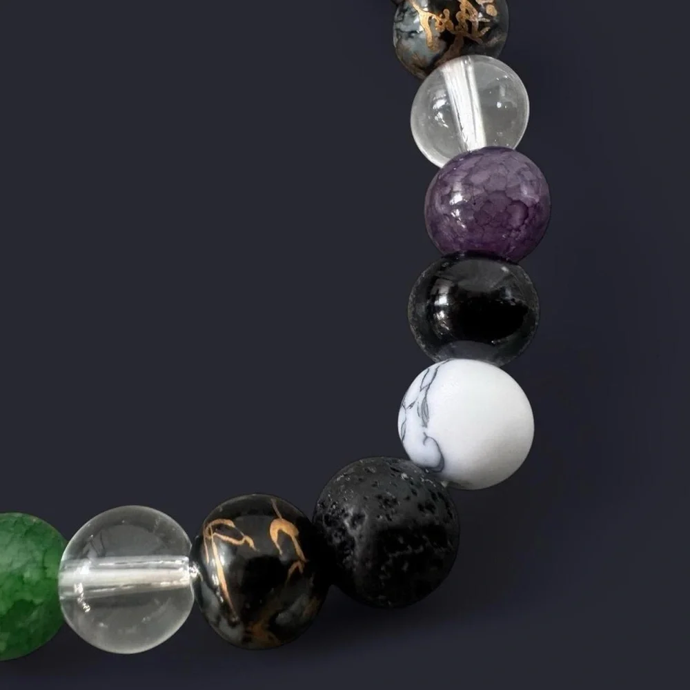 Black Multi Glass Bead Bracelet